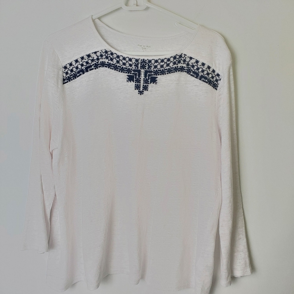 Garnet Hill Embroidered Linen Top